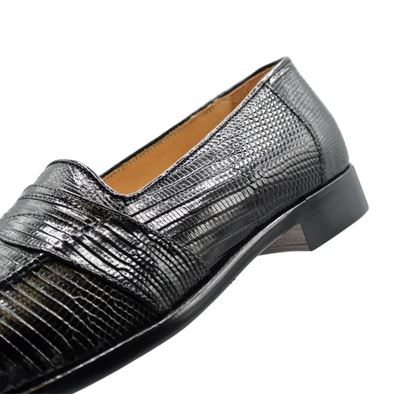 14-202-BLK ROSSI Teju Lizard Penny Loafer, Black