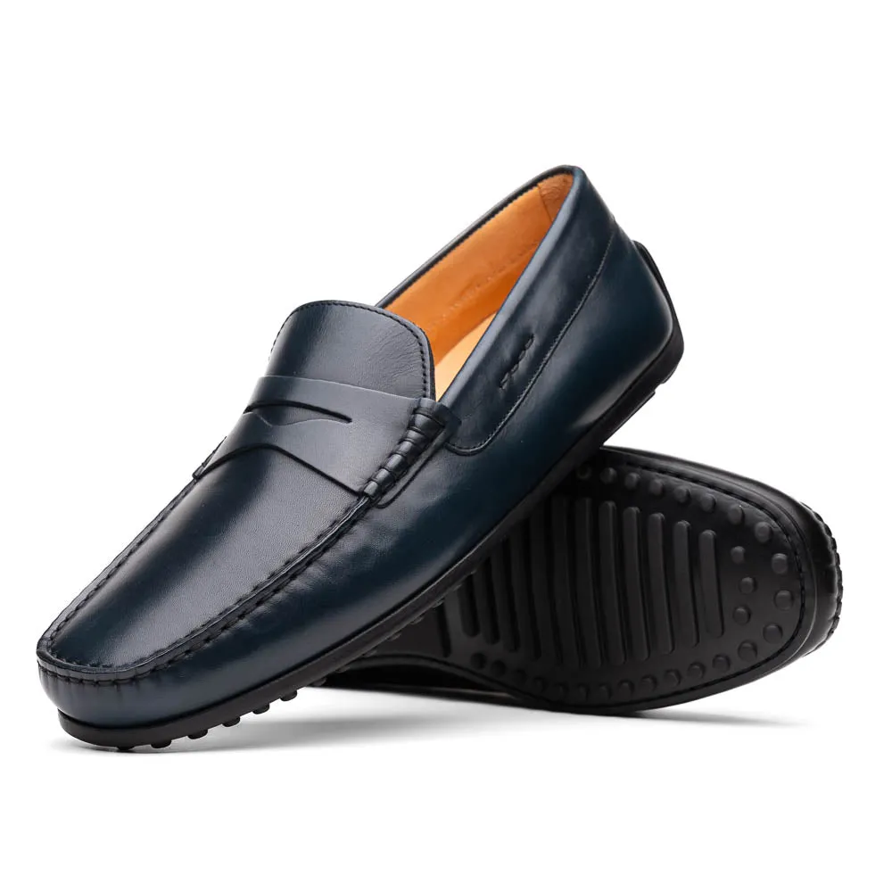 35-100-NVY MONZA Italian Calfskin Driver, Navy Size 7.5