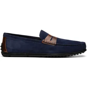 36-300-NVY MONZA Sueded Italian Calfskin Driver Navy / Chestnut