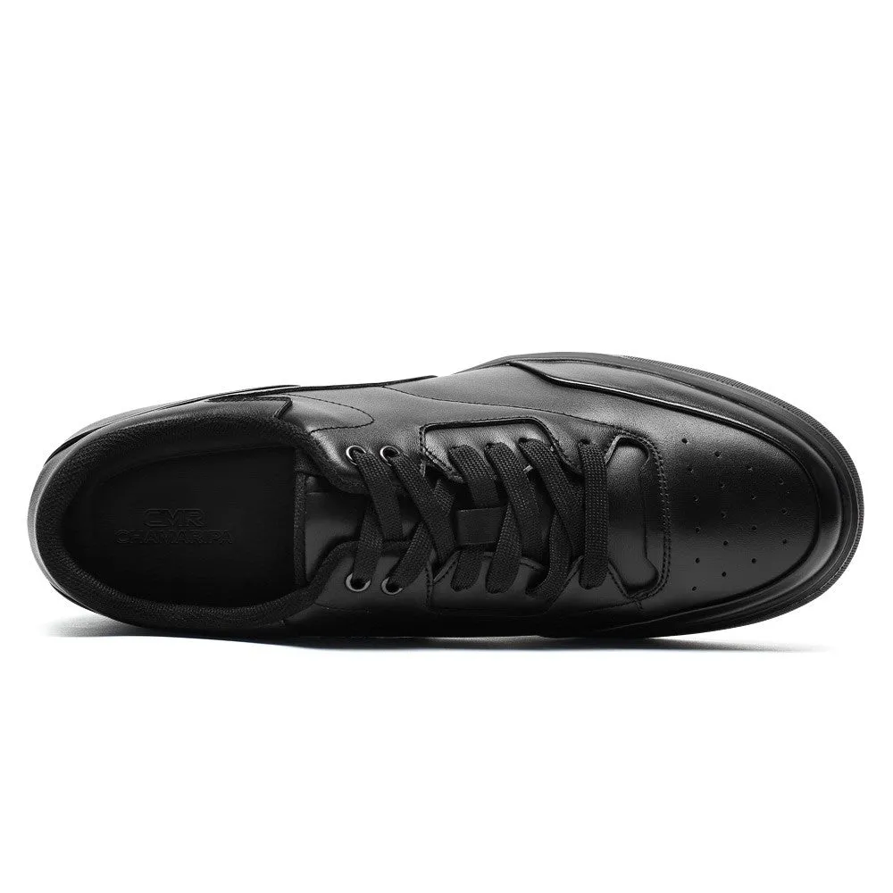 6 CM/2.36 Inches CMR CHAMARIPA Casual Elevator Shoes for Men - Black Leather Raised Heel