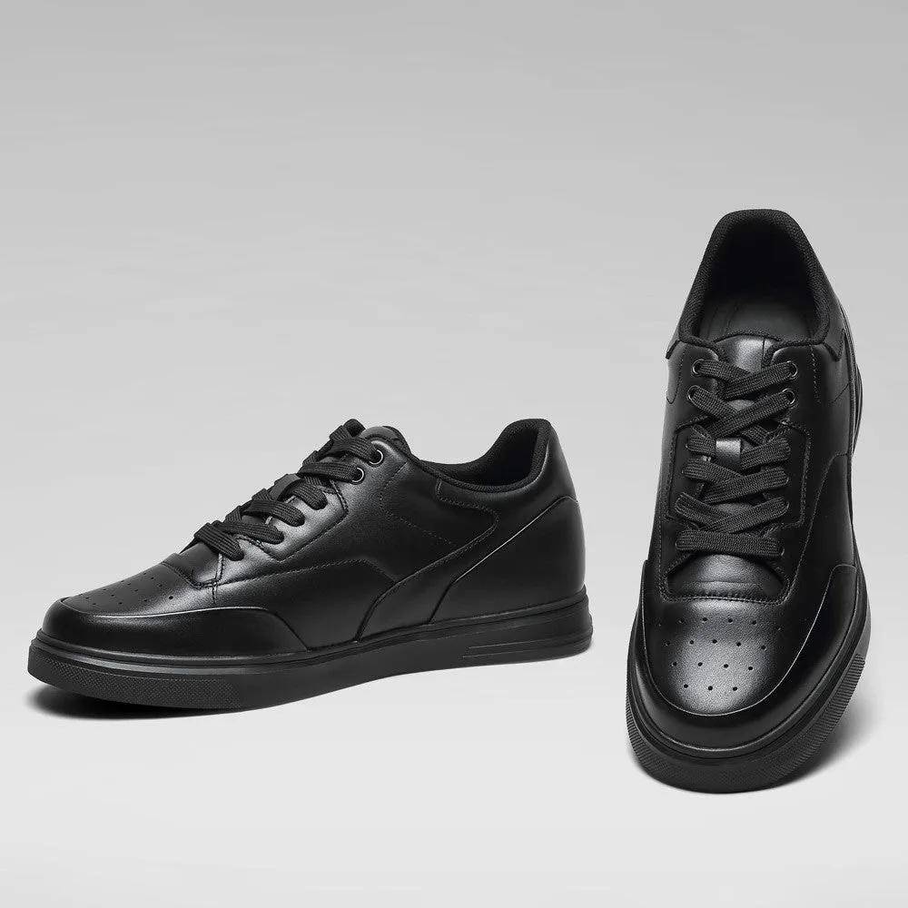 6 CM/2.36 Inches CMR CHAMARIPA Casual Elevator Shoes for Men - Black Leather Raised Heel