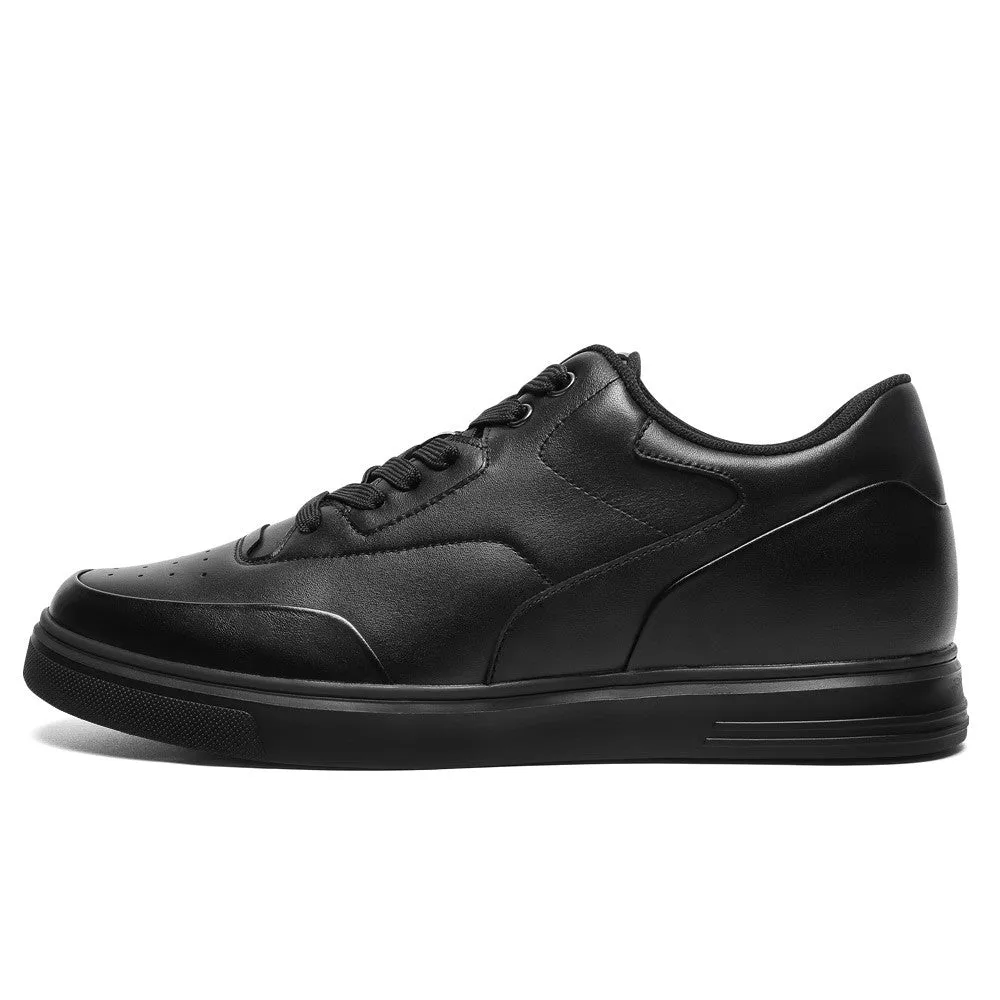 6 CM/2.36 Inches CMR CHAMARIPA Casual Elevator Shoes for Men - Black Leather Raised Heel