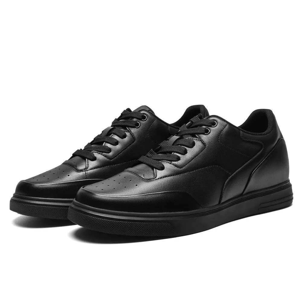 6 CM/2.36 Inches CMR CHAMARIPA Casual Elevator Shoes for Men - Black Leather Raised Heel