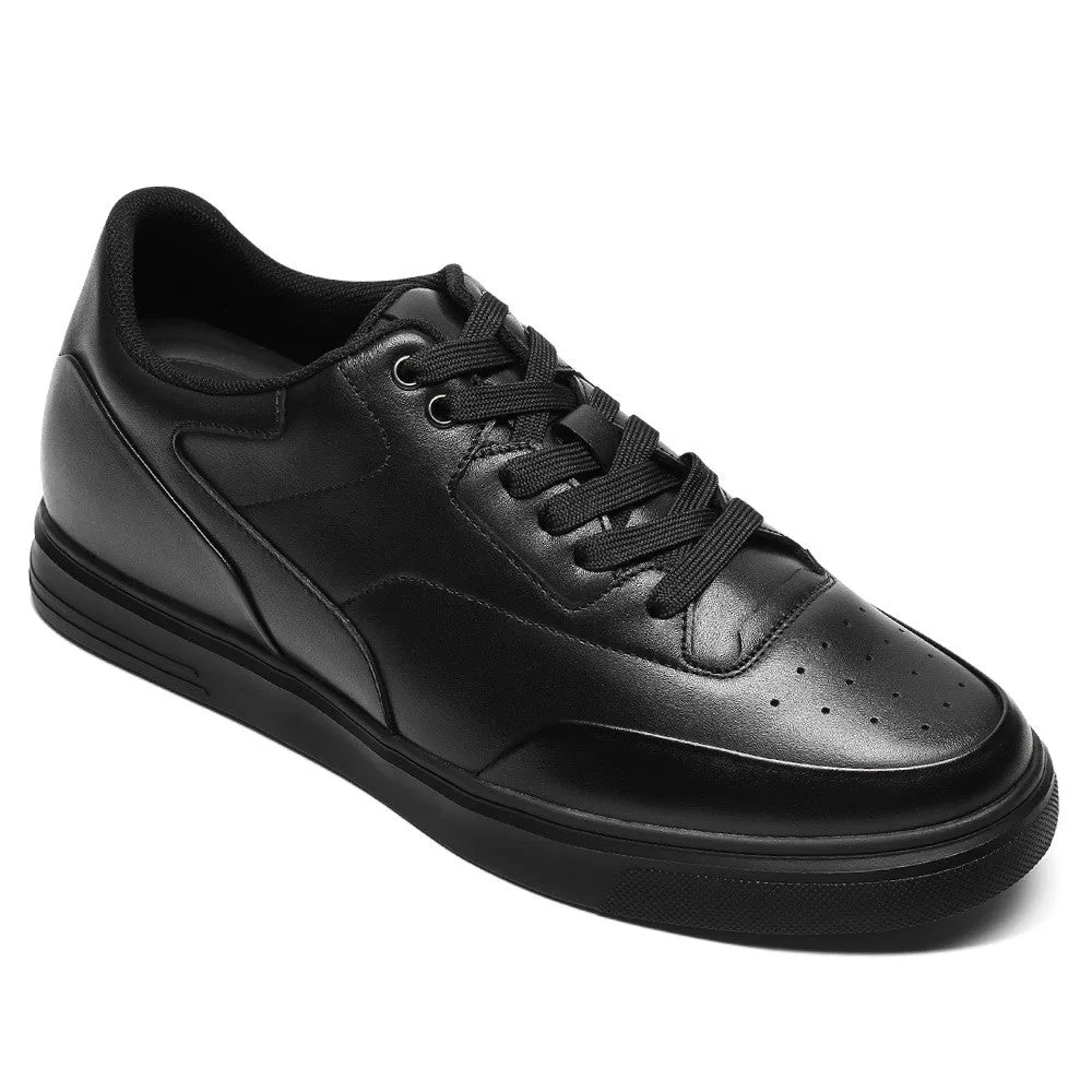 6 CM/2.36 Inches CMR CHAMARIPA Casual Elevator Shoes for Men - Black Leather Raised Heel