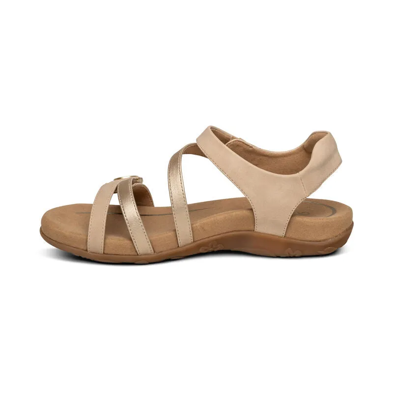 Aetrex Women's Jess Adjustable Quarter Strap Sandal - Tan SE217