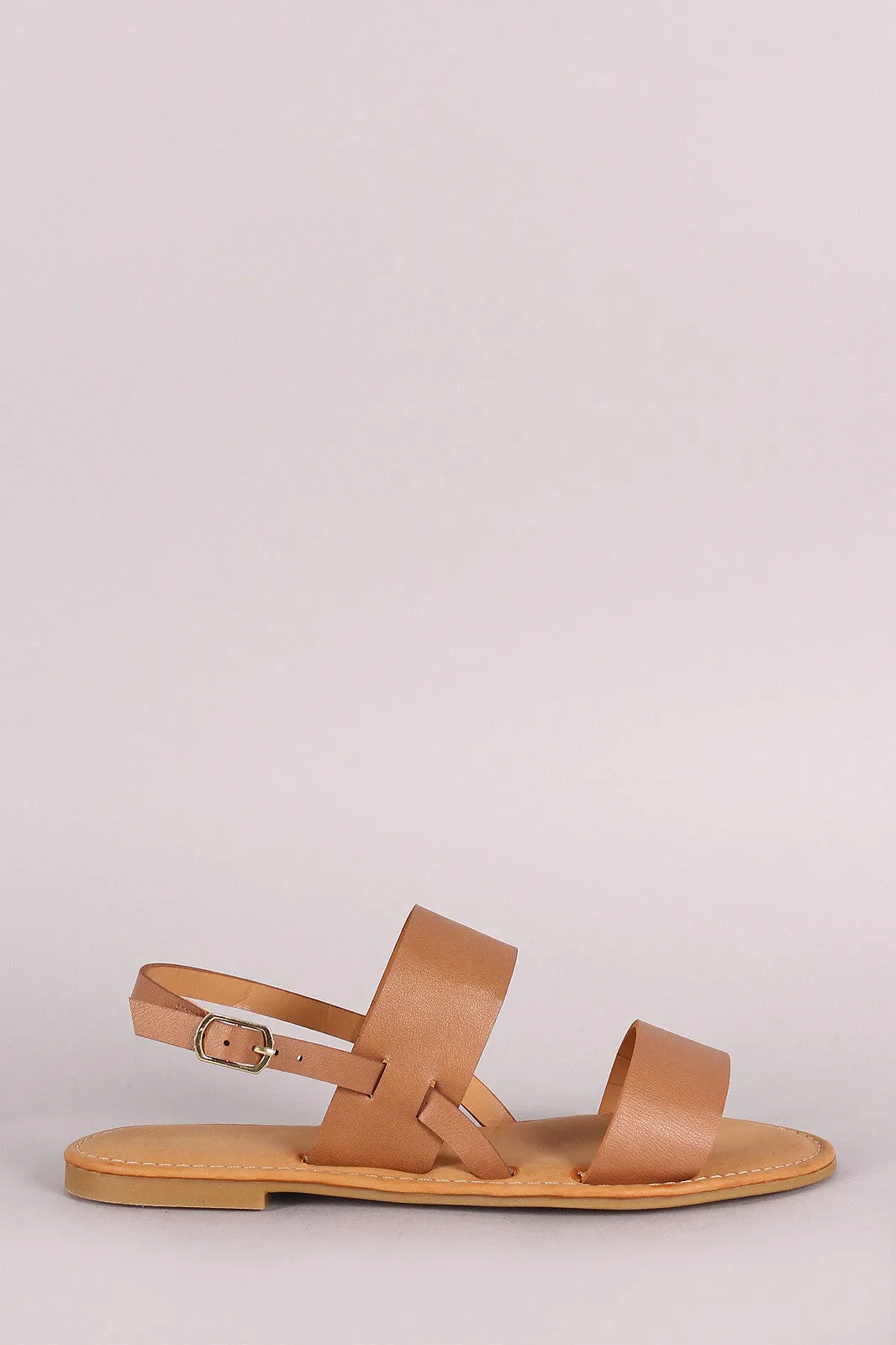 Bamboo Double Band Slingback Flat Sandal