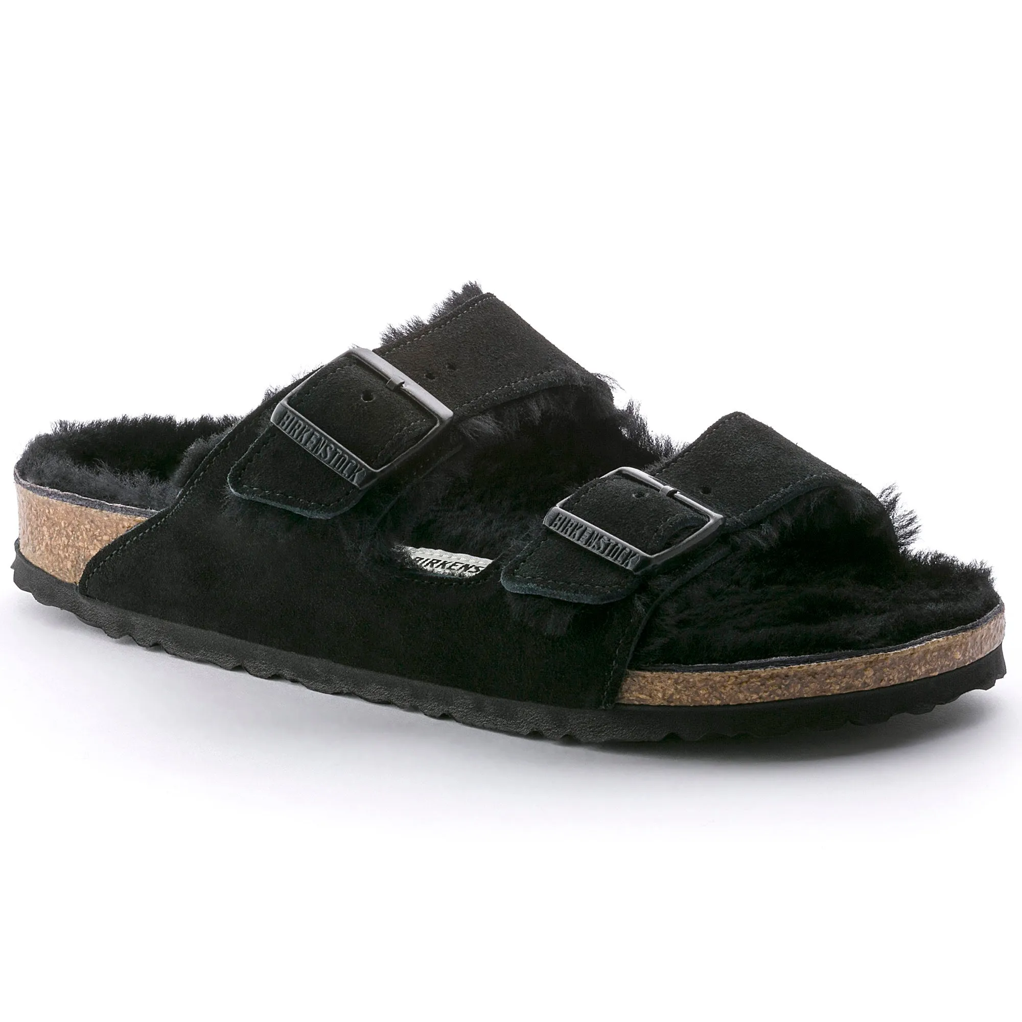 Birkenstock Arizona Shearling Suede Leather Color:  Black Suede (MEDIUM/NARROW WIDTH)