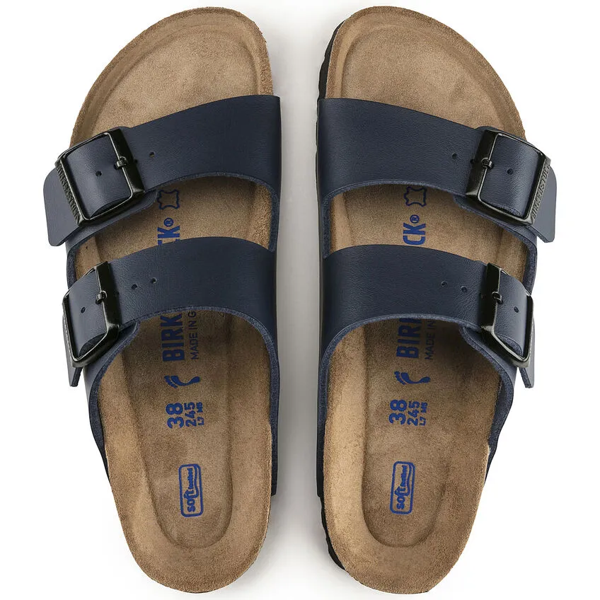 BIRKENSTOCK UNISEX Arizona Soft Footbed Birko-Flor (Blue - Narrow Fit)