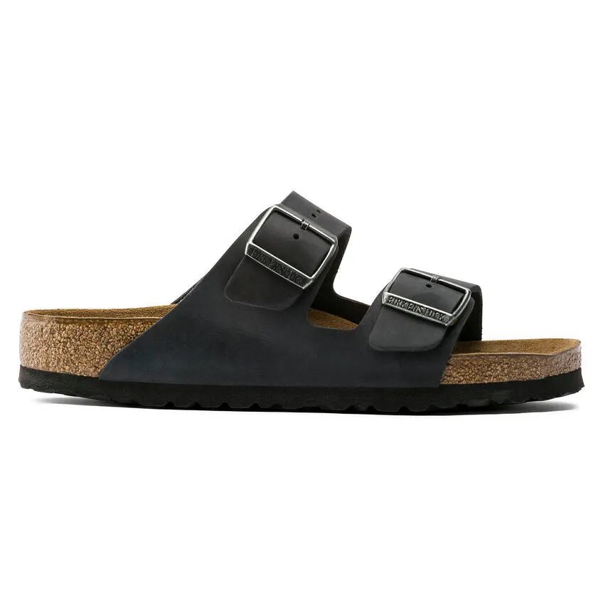 Birkenstock UNISEX Arizona Soft Footbed Oiled Leather (Black - Wide Fit)