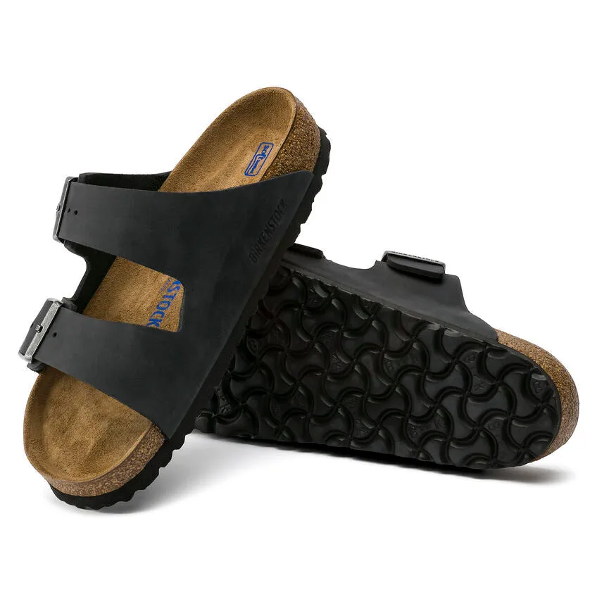 Birkenstock UNISEX Arizona Soft Footbed Oiled Leather (Black - Wide Fit)