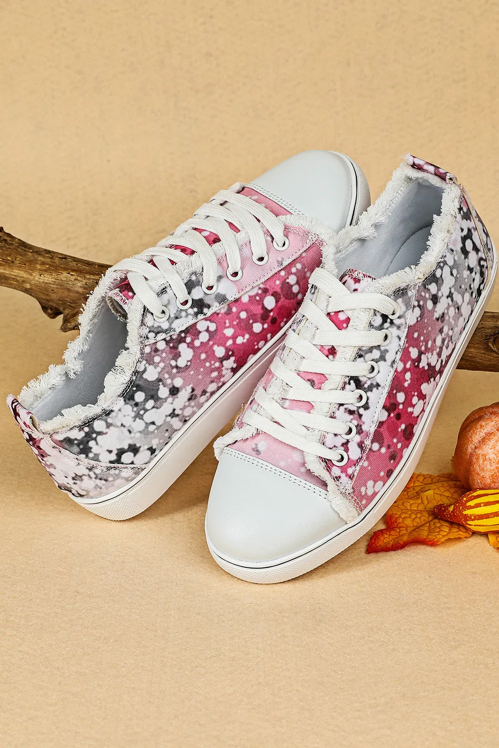 Bleached Spots Canvas Sneakers Low Top Casual Walking Shoes