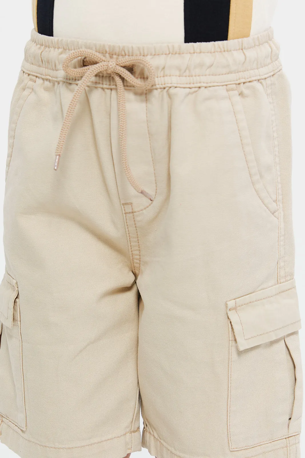 Boys Beige Cargo Pocket Pull On Shorts