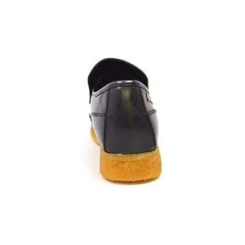 British Walkers Power Men's Black Leather Crepe Sole Slip Ons