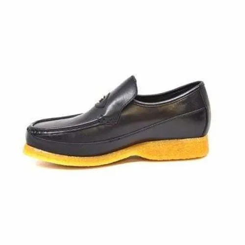 British Walkers Power Men's Black Leather Crepe Sole Slip Ons