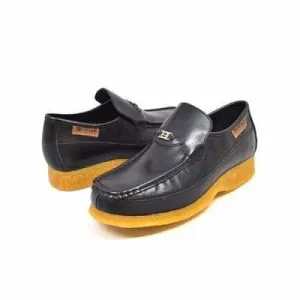 British Walkers Power Men's Black Leather Crepe Sole Slip Ons