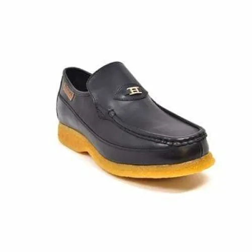 British Walkers Power Men's Black Leather Crepe Sole Slip Ons