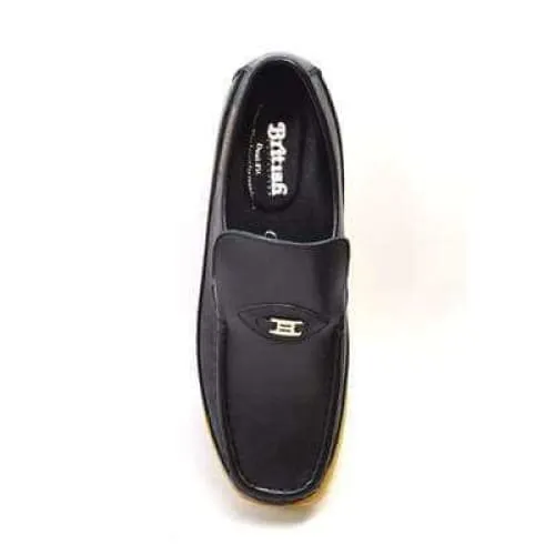 British Walkers Power Men's Black Leather Crepe Sole Slip Ons