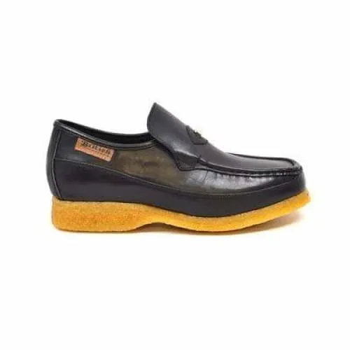 British Walkers Power Men's Black Leather Crepe Sole Slip Ons