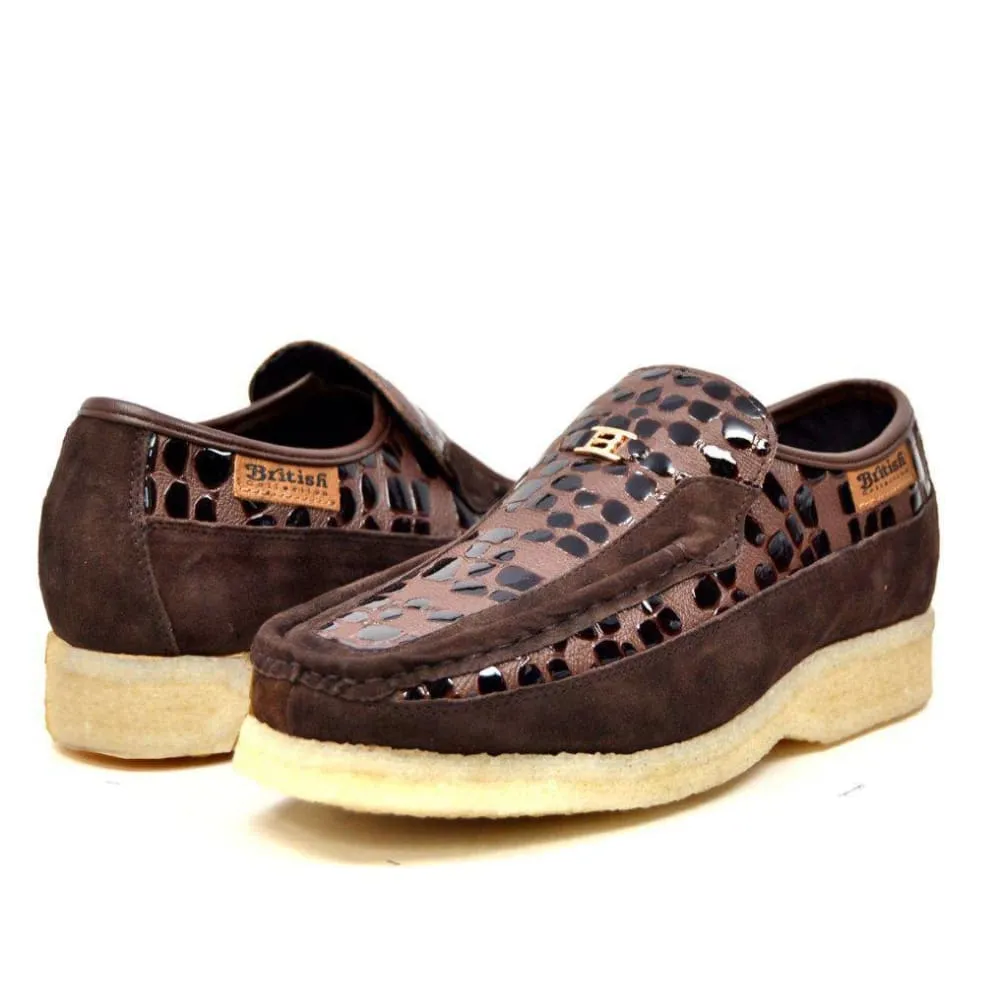 British Walkers Stone Pattern Men's Suede Crepe Sole Slip On Shoes