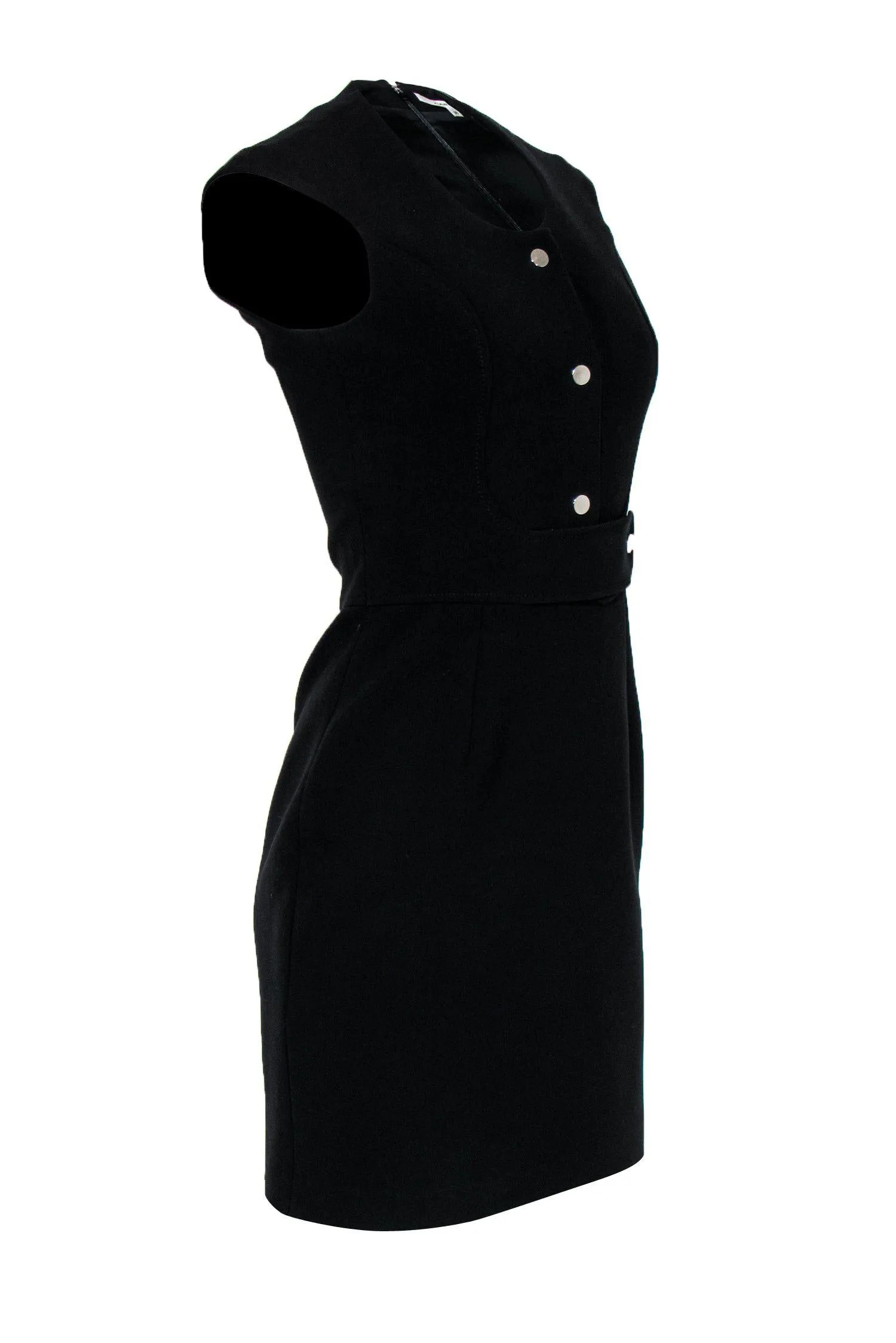 Carven - Black Sheath Dress w/ Silver Button Detailing Sz 4