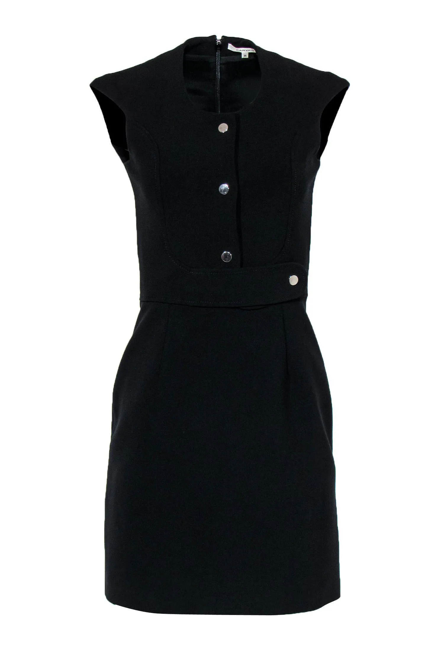 Carven - Black Sheath Dress w/ Silver Button Detailing Sz 4