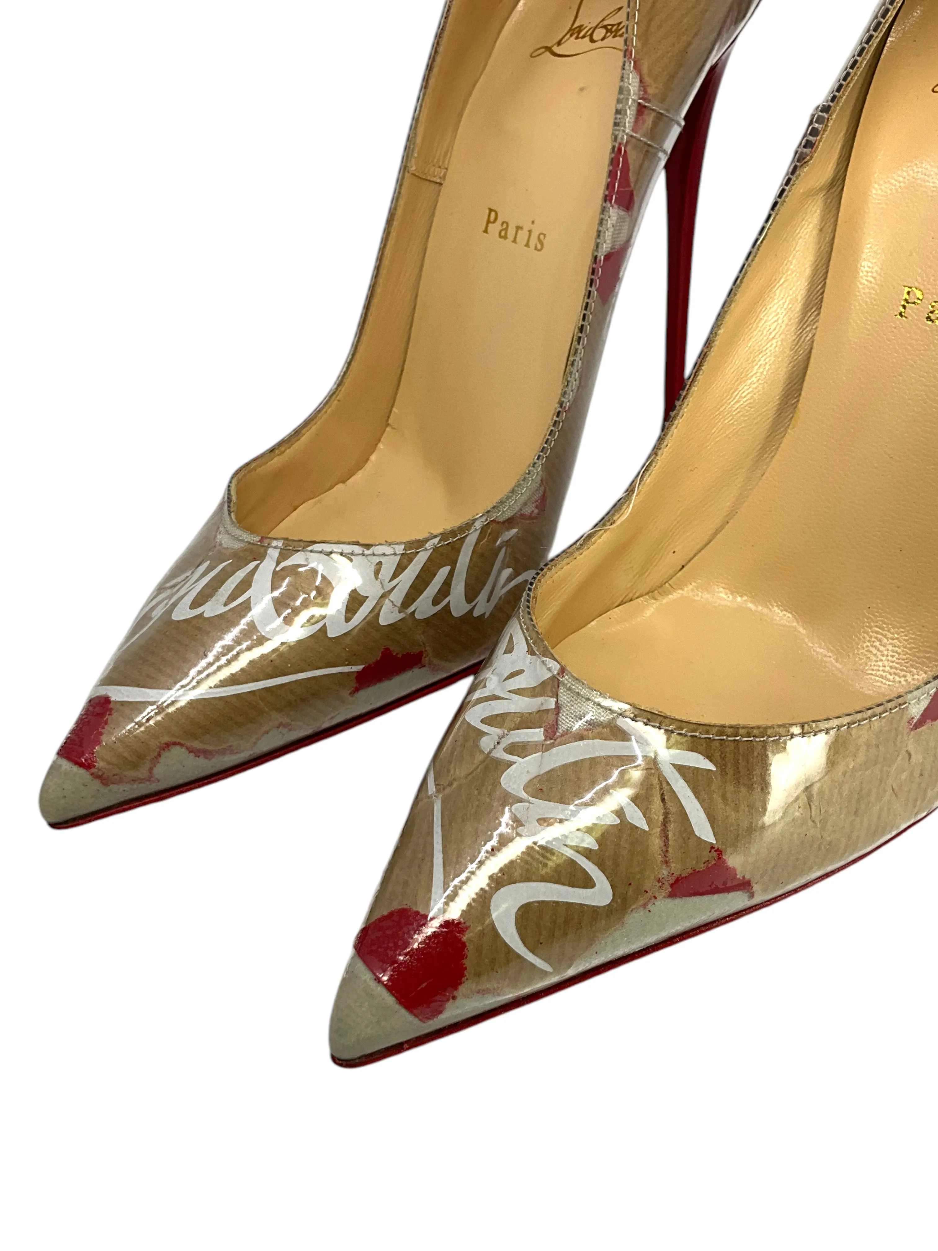 Christian Louboutin So Kate Pumps PVC and Printed Kraft Paper Size 9