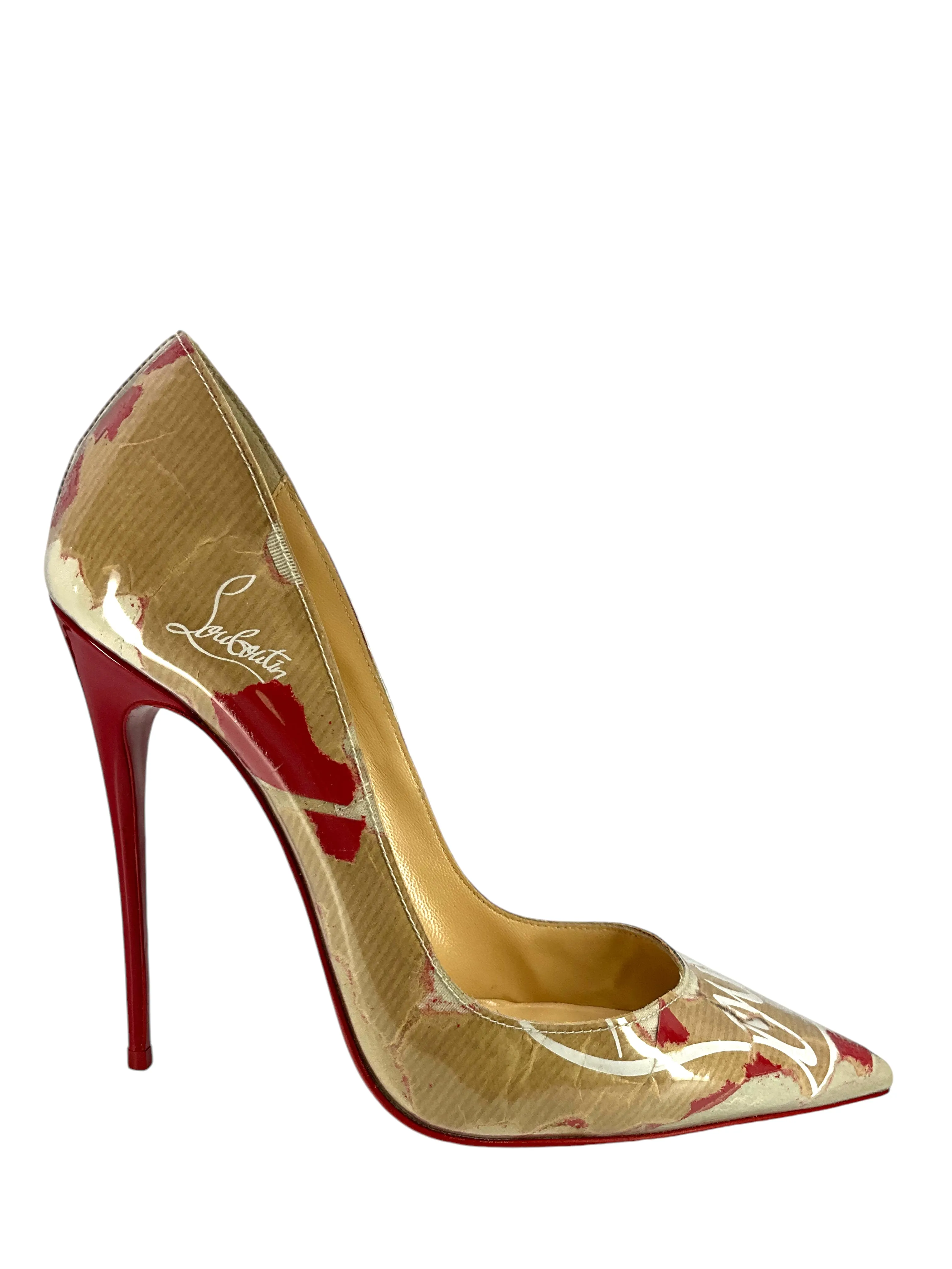 Christian Louboutin So Kate Pumps PVC and Printed Kraft Paper Size 9