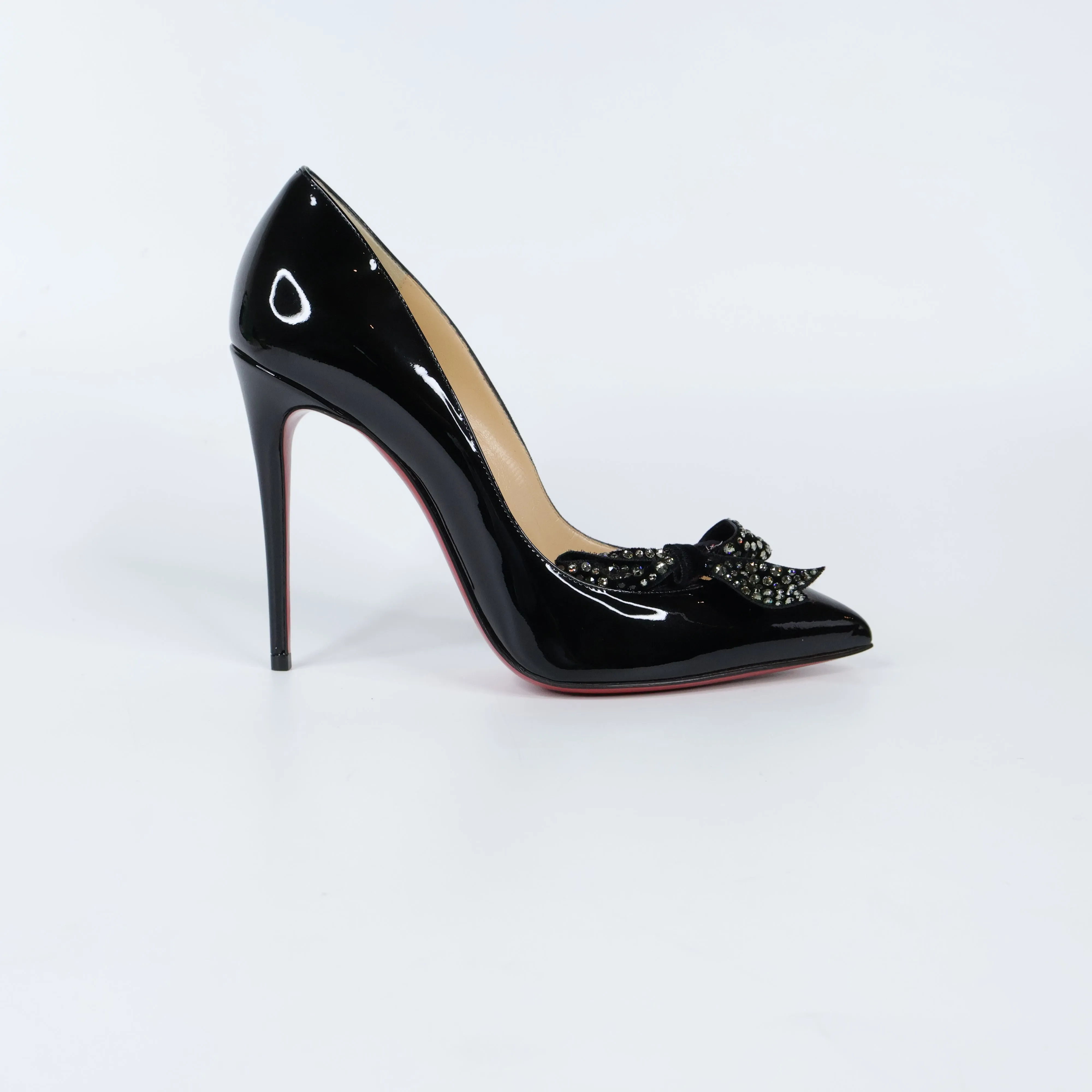 Christian Louboutin Velvet Madame Menule Patent Pumps Black 37