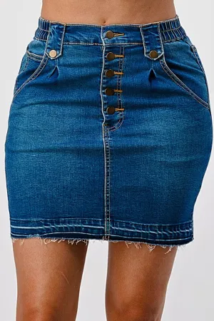 CINCHED WAIST BAND RELEASED HEM MINI SKIRT