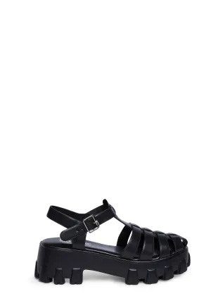 Coastal Comfort Platform Sandals - Black