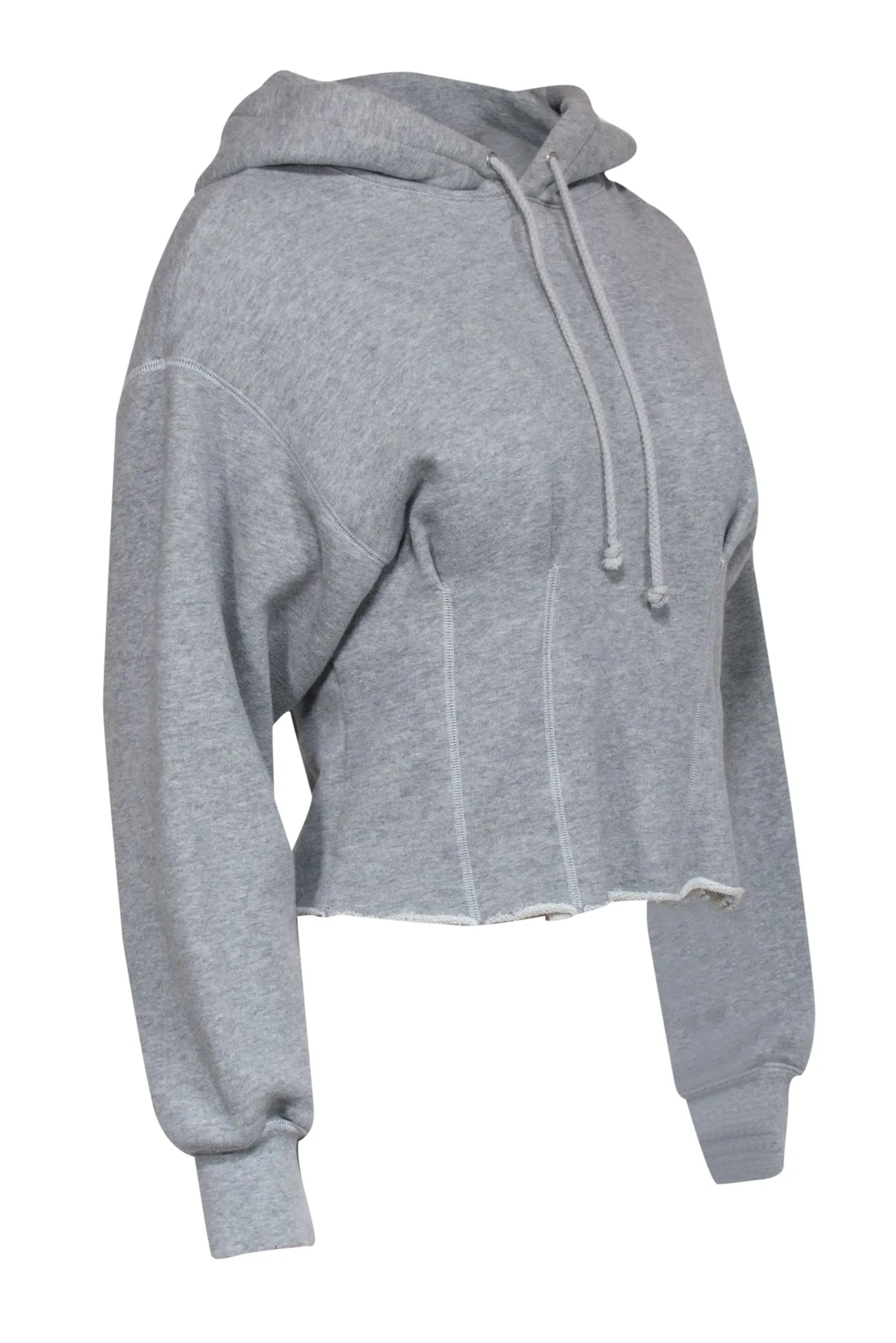 Current/Elliott - Light Grey Cropped Hoodie w/ Seam Detailing Sz 0