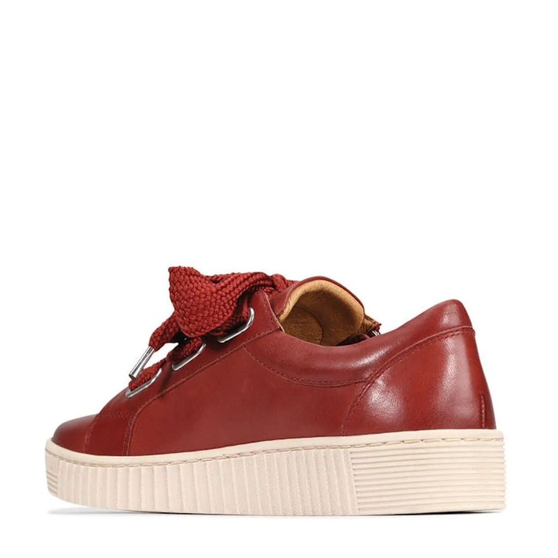 EOS Jovi Leather Trainer Henna Red Lace Up with Zip