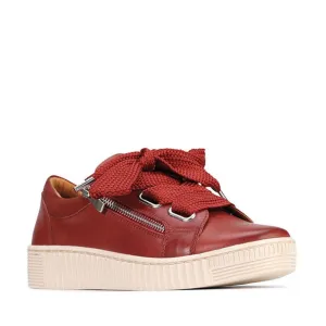 EOS Jovi Leather Trainer Henna Red Lace Up with Zip