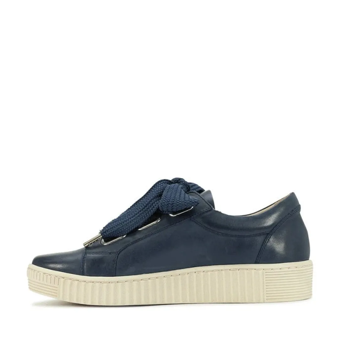 EOS Jovi Leather Trainer Navy Lace Up with Zip