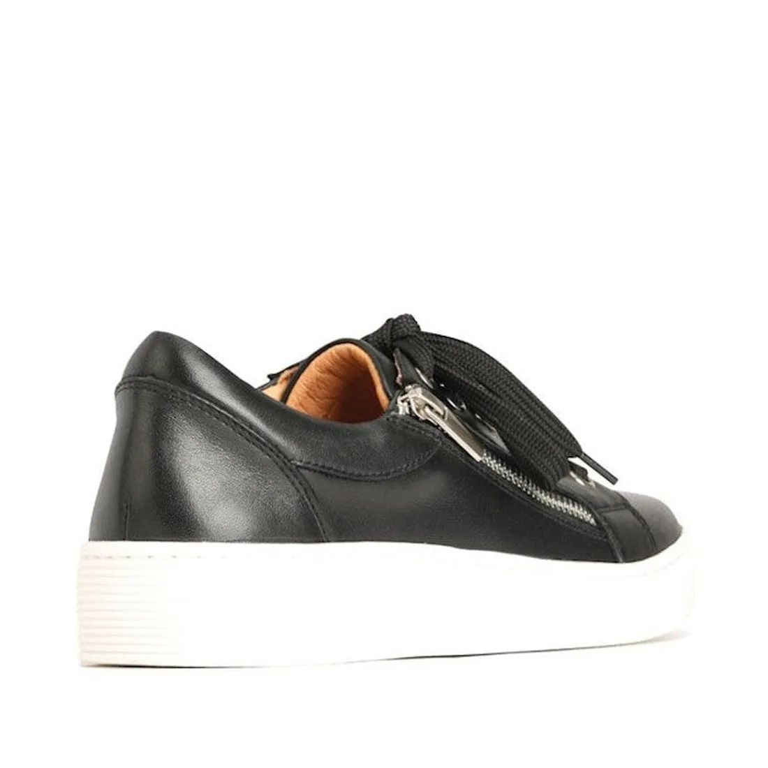 EOS Joyce Leather Trainer Black Lace Up with Zip