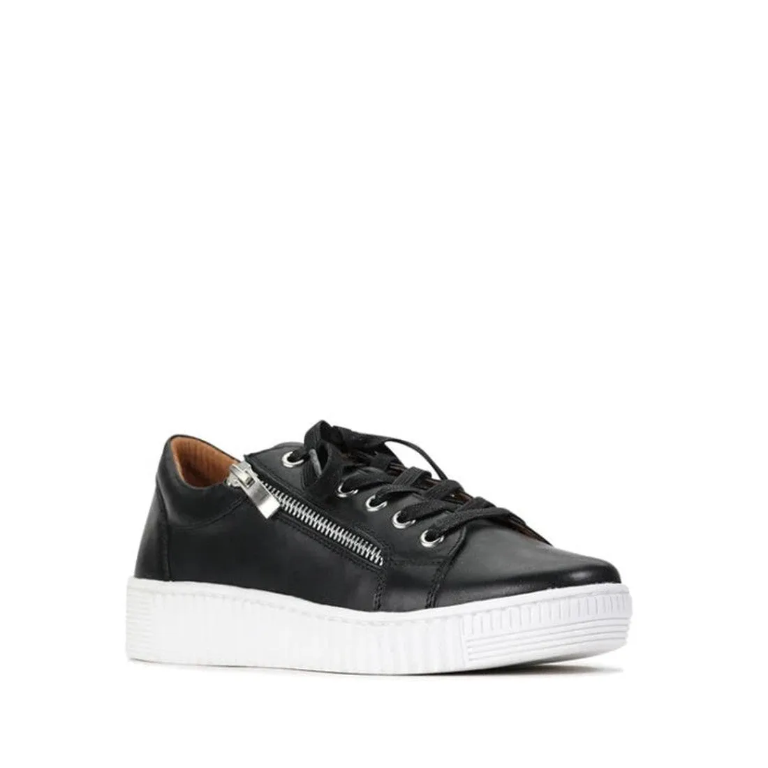 EOS Joyce Leather Trainer Black Lace Up with Zip