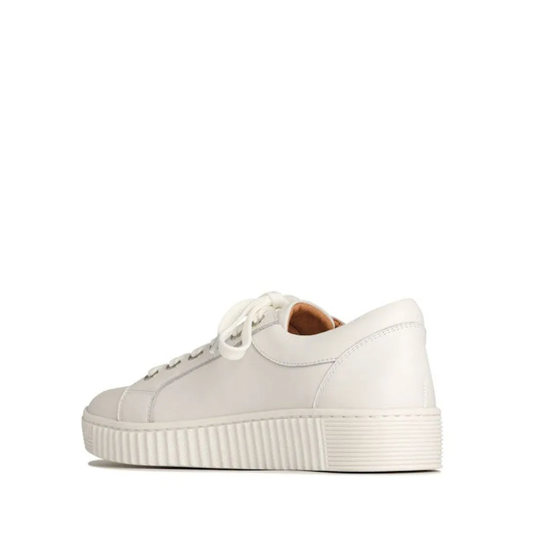 EOS Joyce Leather Trainer White Lace Up with Zip