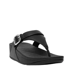 FitFlop Women's Lulu Adjustable Leather Toe-Post Sandal, All Black