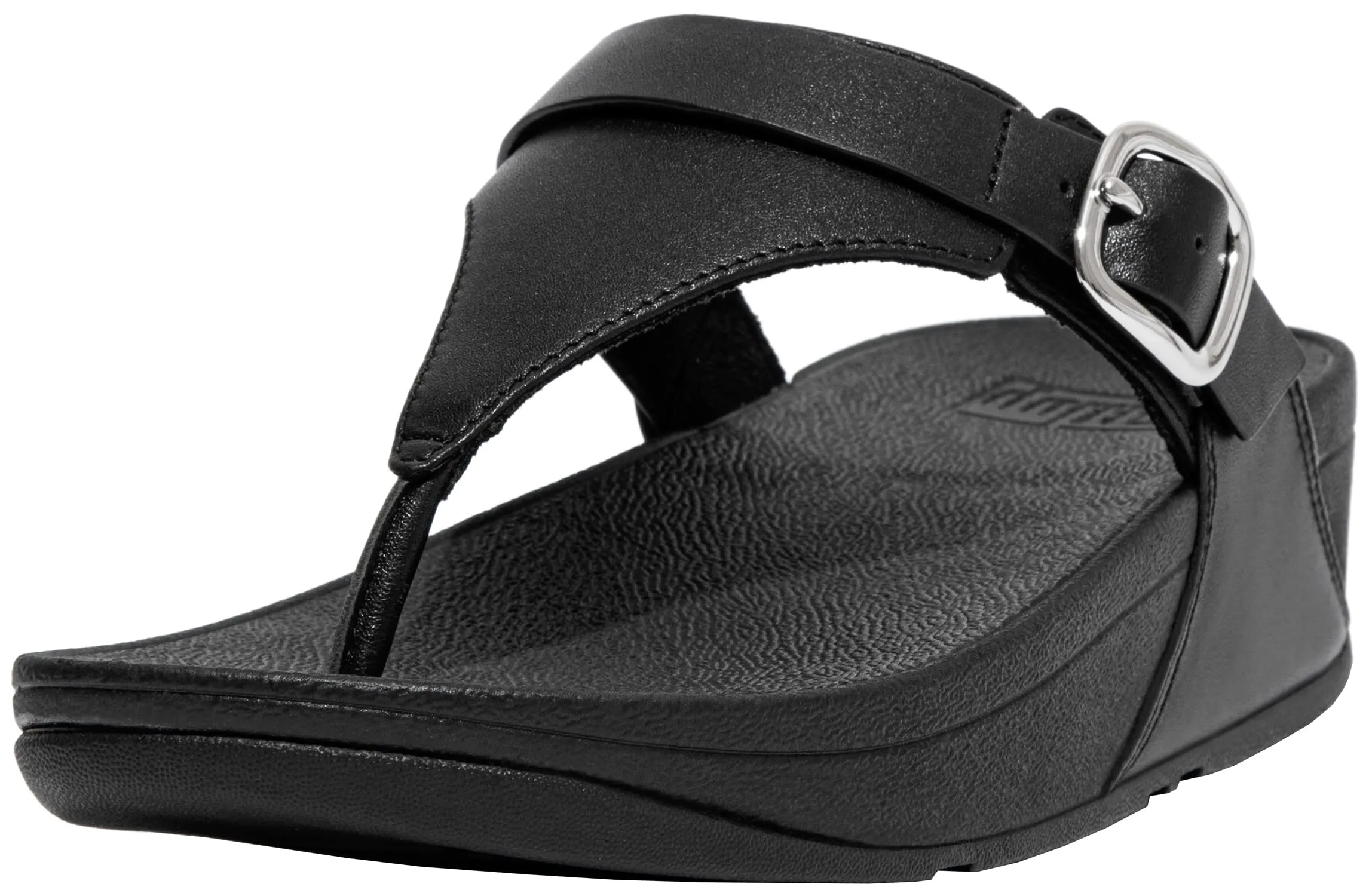 FitFlop Women's Lulu Adjustable Leather Toe-Post Sandal, All Black