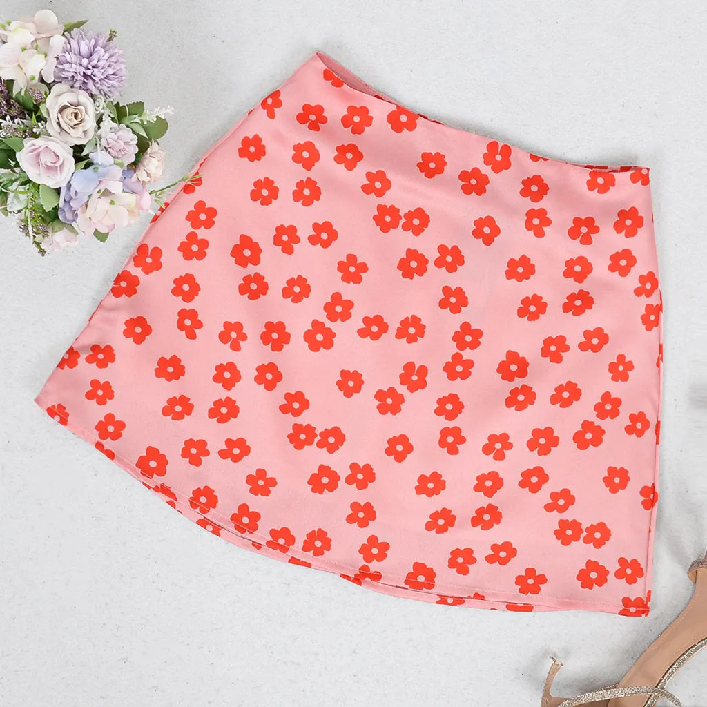 Floral Printed Mini Slip Skirt