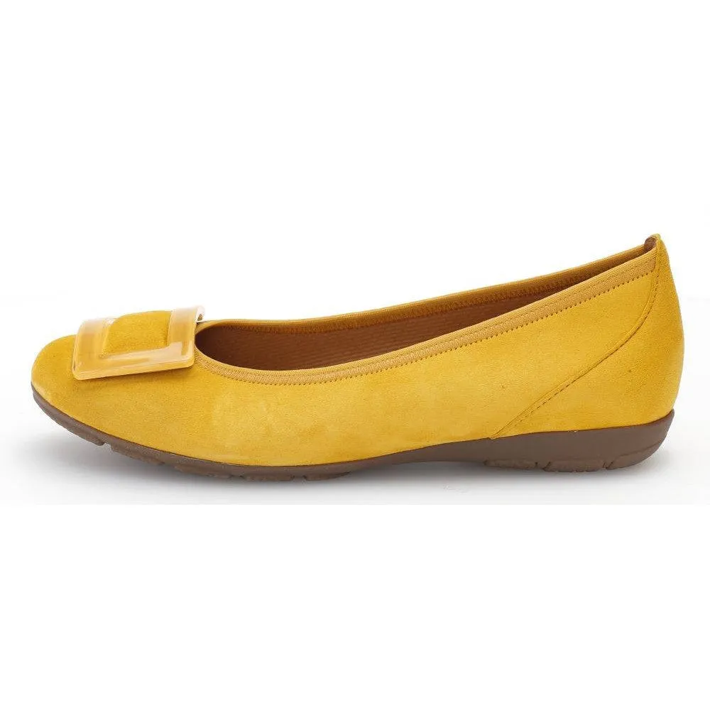 Gabor 44.164.13 Ladies Mango Yellow Suede Ballerina Slip Ons