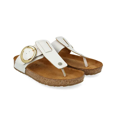 Haflinger Round Buckle Corinna Sandal (Women) - White Pebble