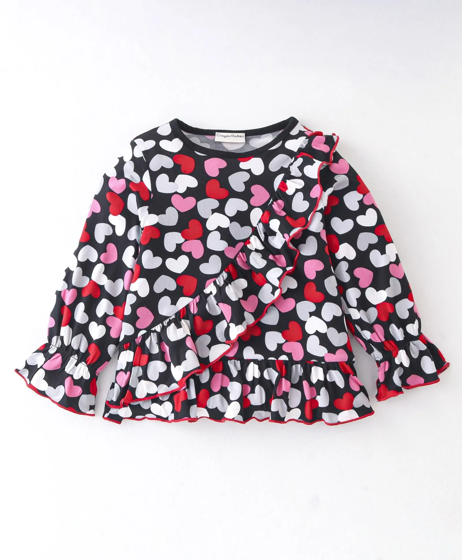 Hearts Front Frilled Top Leggings Set