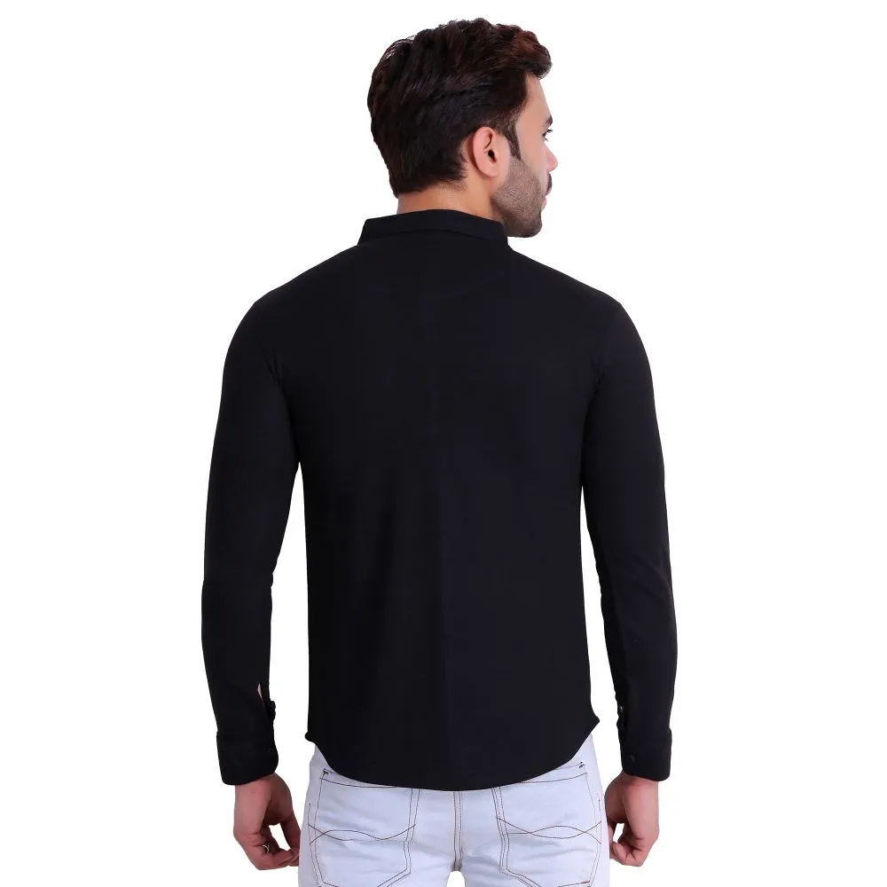 HiFlyers Men Polo Neck Solid Shirt Black