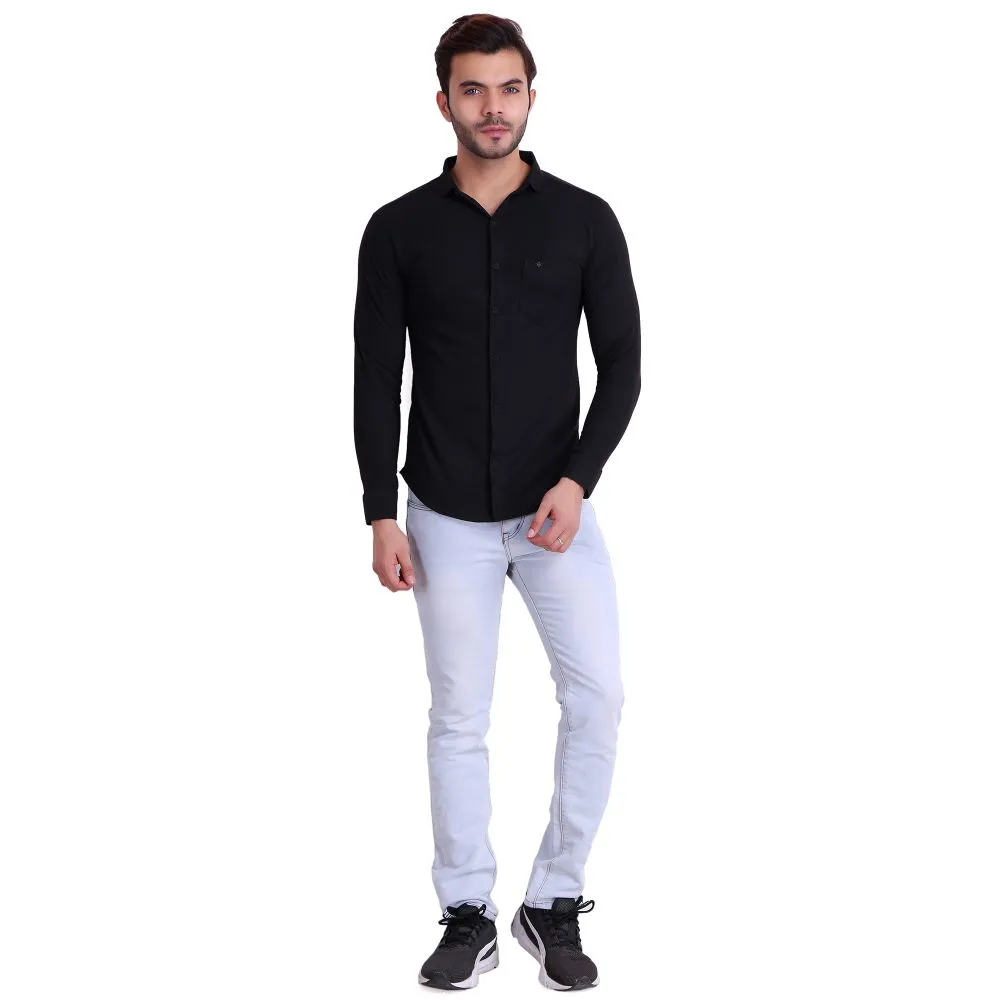 HiFlyers Men Polo Neck Solid Shirt Black