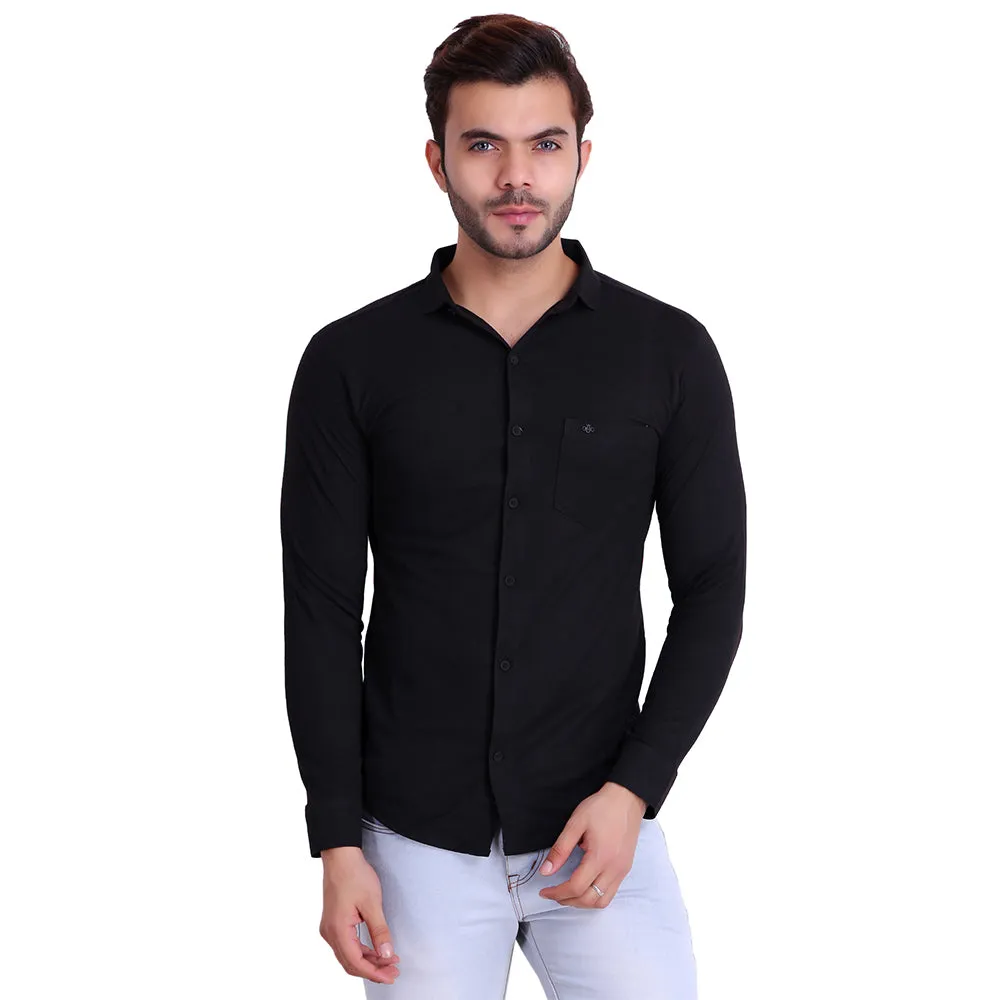 HiFlyers Men Polo Neck Solid Shirt Black