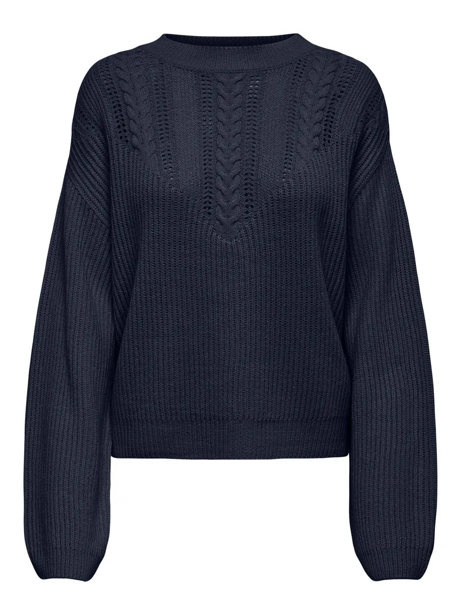 Jdylinn L/s Cable Pullover Knt - Navy