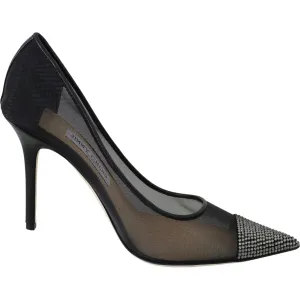 Jimmy Choo Elegant Black Mesh Crystal Pumps