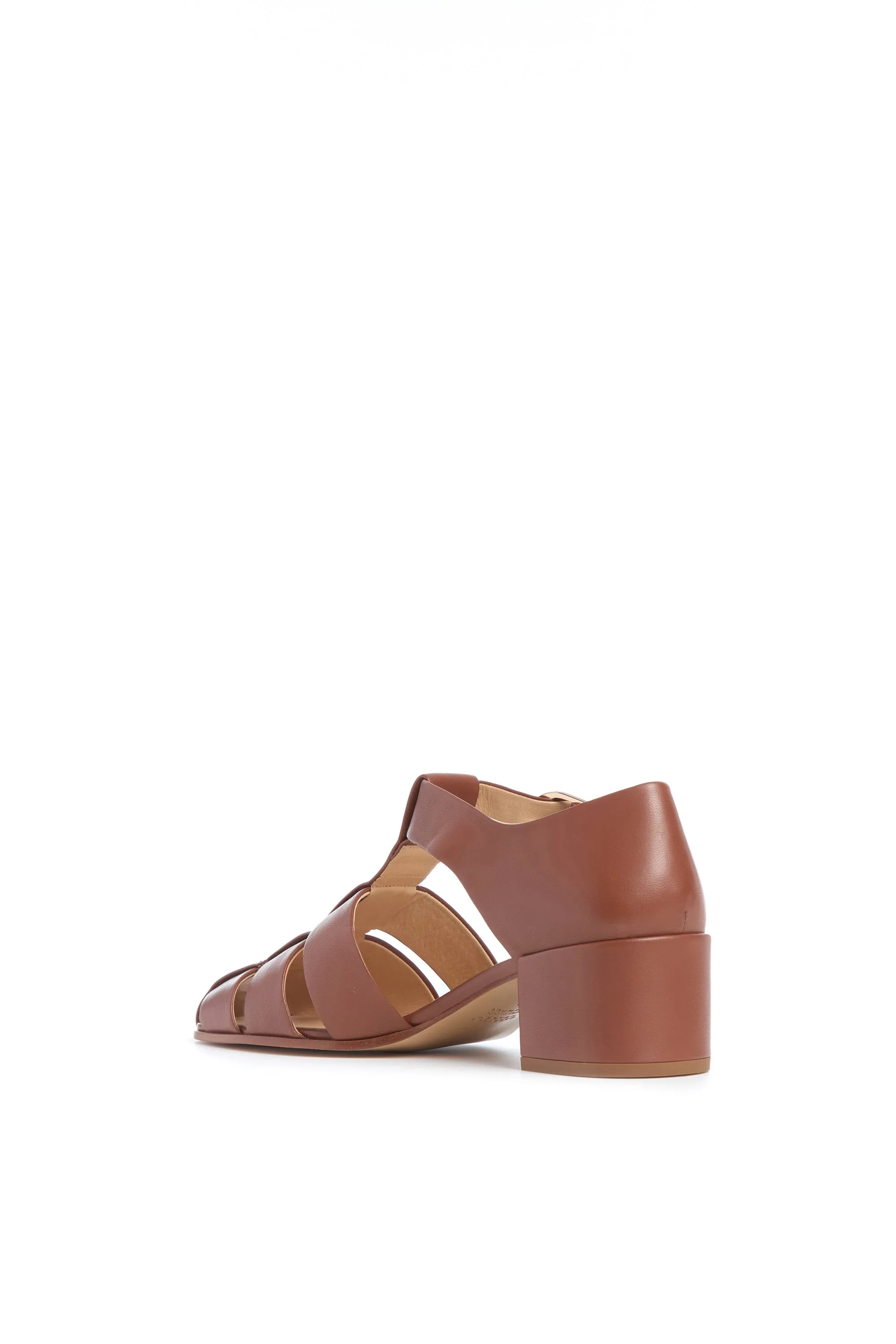 Lyle Block Heel Pump in Cognac Nappa Leather