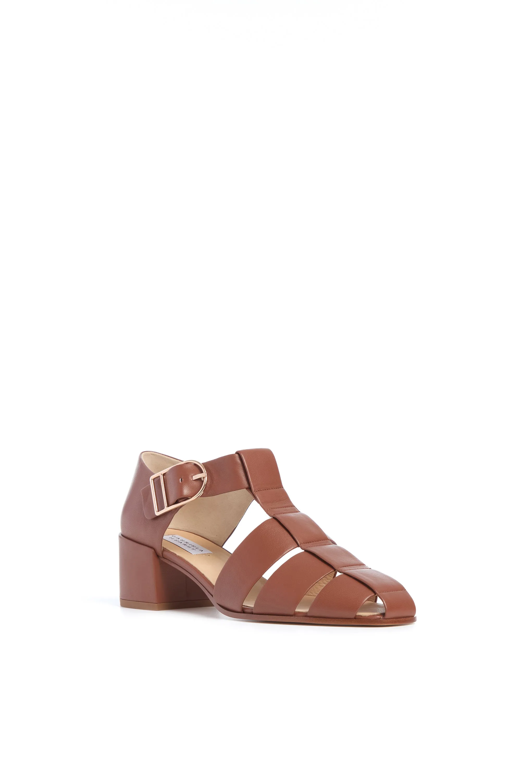 Lyle Block Heel Pump in Cognac Nappa Leather